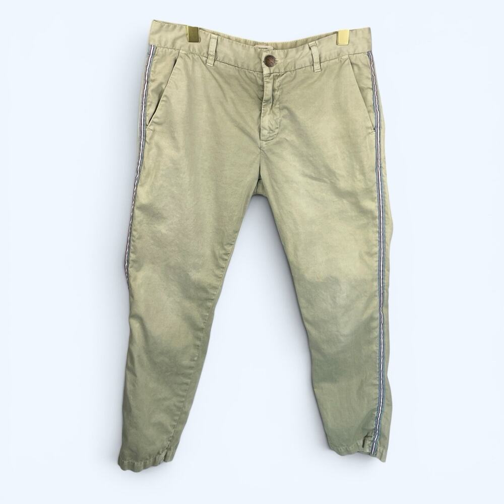 Current/Elliott Women's The Cropped Buddy Trouser Sea Forest W/Tape Size 28